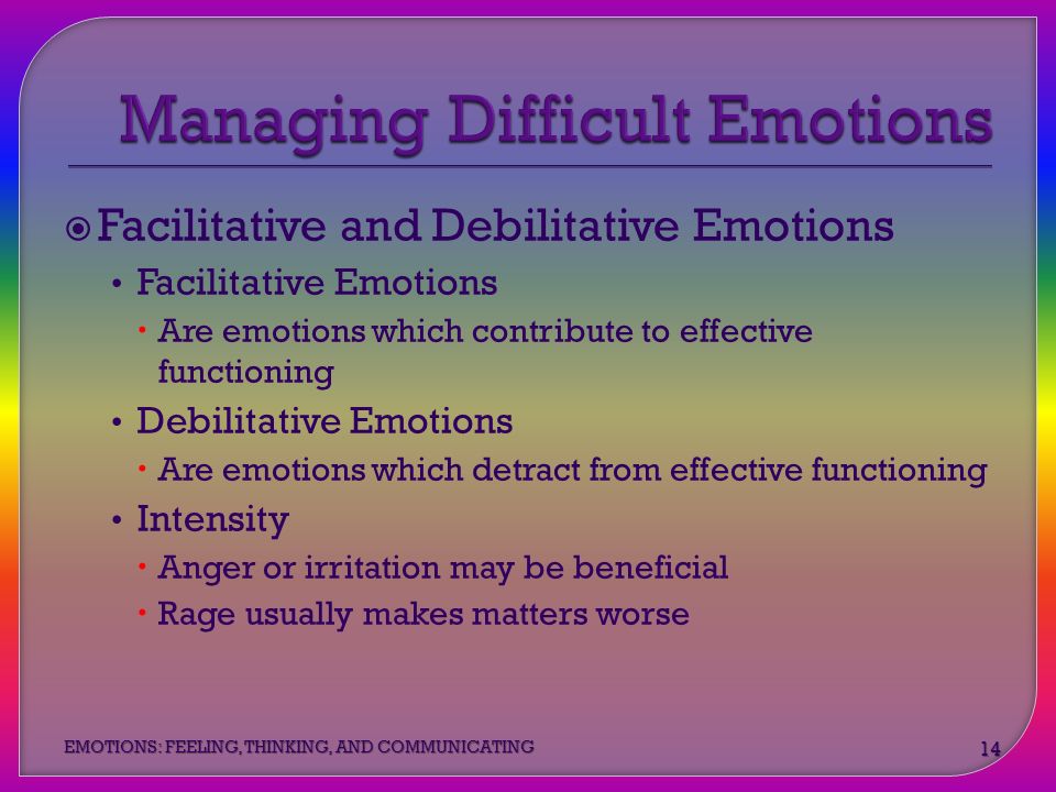 minimizing debilitative emotions